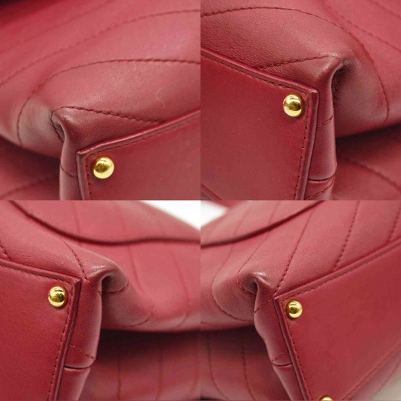 CHANEL  Calfskin Chevron Stitched Small Coco Flap Bag Red - Picture 15 of 15